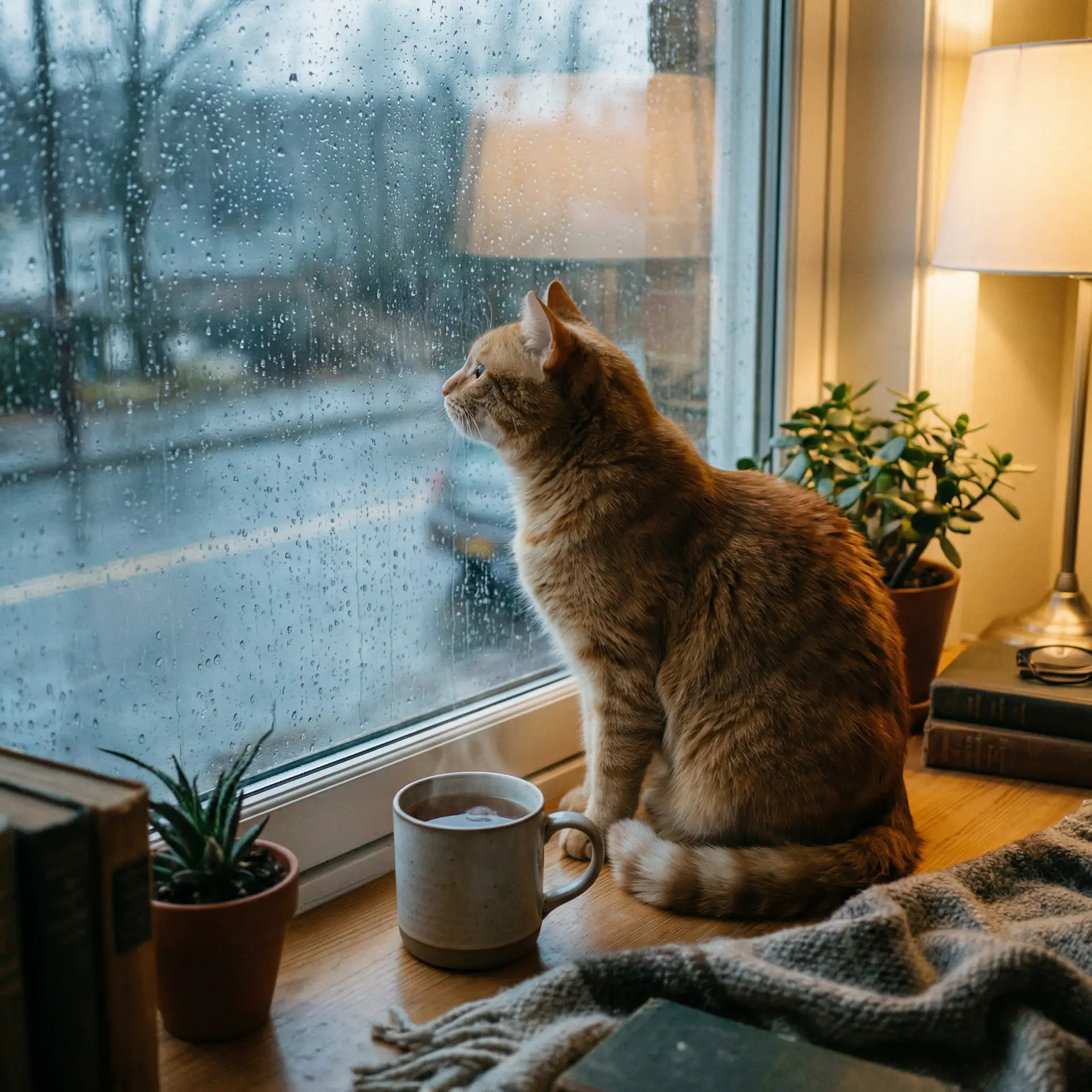 猫咪望着窗外的雨 - 男生跟女生那个的软件